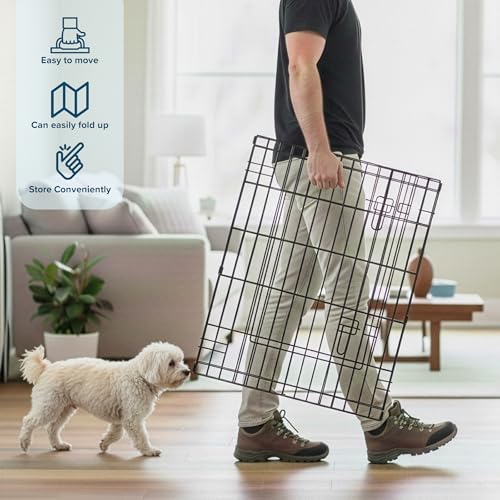 Dog Playpen - Foldable Metal Exercise Puppy Play Pen with 8 24x30in Panels - Indoor/Outdoor Pen with Door for Dogs, Cats or Small Animals by PETMAKER | Indoor/Outdoor Portable Pet Play Fence with 8 Durable Panels and Secure Door for Dogs, Puppies, Cats, a