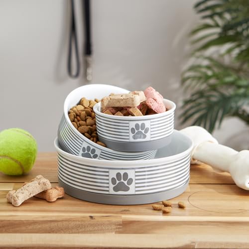 Bone Dry Paw & Patch Ceramic Pet Collection, Large Bowl, 7.5x2.4", Gray - color: Gray, size: Single Bowl, Large 7.5x2.4"