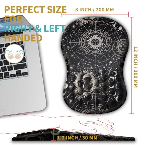 Hokafenle Ergonomic Mouse Pad Wrist Support with Massage Design, Wrist Rest Pain Relief Mousepad with Memory Foam&Non-Slip PU Base,Mouse Pads for Wireless Mouse (12x8 inch,Tarot Constellation) - color: HK008-Tarot Constellation