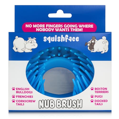 Squishface Silicone Nub Brush for Dog Corkscrew Tail, Skin Fold Itch Relief