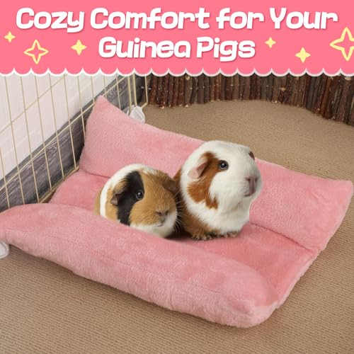15.7" x 14" Soft Bunny Bed - Rabbit Bed, Warm Cuddle Cushion Plush Mat for Guinea Pig, Ferret, Small Animal - Pink - color: Pink
