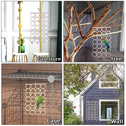 BNOSDM 4 Packs Bird Hemp Rope Net Swing Climbing Rope Net for Birds Parrot Ladder Macaw Hanging Hammock Activity Toy for Rats Parakeet Cockatiel Cockatoo Conure African Grey Budgie