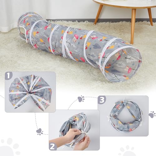 Glittme S-Shape Cat Tunnel, Foldable Cat Tunnels for Indoor Cats | Interactive Bunny Tunnel And Cat Tubes With Crinkle Sounds. Ideal For Kittens, Ferrets And Small Pets To Hide, Play Or Rest - color: Grey Forest