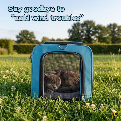 YUNIQUE Soft-Sided Cat & Dog Carrier for Pets Up to 15 Lbs, Airline Approved Collapsible Travel Puppy Carrier with Lightweight Fabric Design (Blue) - color: blue