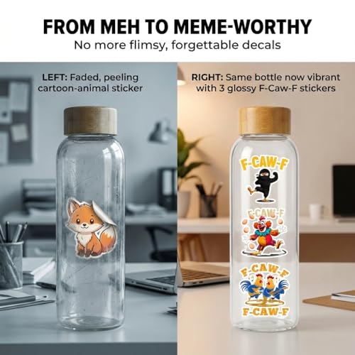 F-CAW-F Chicken Cup Stickers 20 Pack – Funny Rooster UV DTF Transfer Decals, 3D Waterproof Crystal Stickers for Tumblers, Cups, Water Bottle Laptop Windows - style: 20Pcs F-CAW-F Chicken Cup Stickers