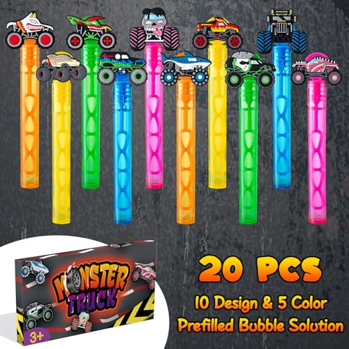 WHALEISLAND Truck Party Favors,20 Pcs Bubble Wands for Kids,Car Bubble Wand for Truck Birthday Party Supplies Decorations,Classroom Prizes Goodie Bag Stuffers Gift - style: TRUCK