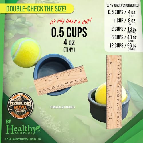 Pet Crock Bowl – Thick Durable Plastic Non-Tip Food & Water - Dogs, Cats, Birds, Lizards & Small Animals – Indoor/Outdoor – Chew Resistant, Easy Clean (Blue, Tiny 4oz) BouldrBowl by Healthy Surplus® - color: Blue, size: .5 Cup (4oz)