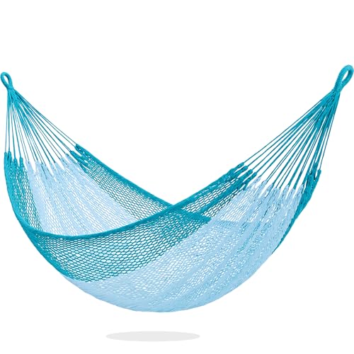 Handwoven Rope Mayan Hammock for Outside, 600 lbs Capacity | 2 Person, Portable Carrying Bag, Easy-Used Tree Straps, Carabiners, Soft Fabric, Patio (Pine Lake, X-Large) - color: Pine Lake, size: X-Large