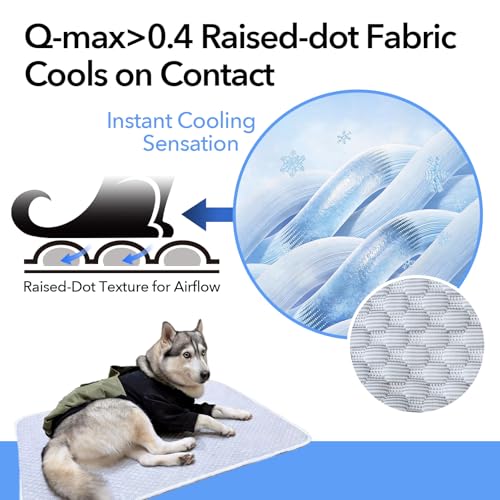 Dog Cooling Mat 46"x36" Extra Large for Big Dogs, L | Chew-Resistant, Non-Slip & Machine Washable, Ice-Silk Self-Cooling Pad(Q-Max>0.4), Leak-Proof TPU, Crate Indoor Outdoor - size: Large 46"x36"