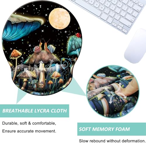 Mouse Pad with Wrist Support, Ergonomic Mouse Pad with Memory Foam Wrist Rest Cushion, Non-Slip Rubber Base Gaming Mice Pad for Home Office Computer Laptop, Mushroom - color: M41-Mushroom