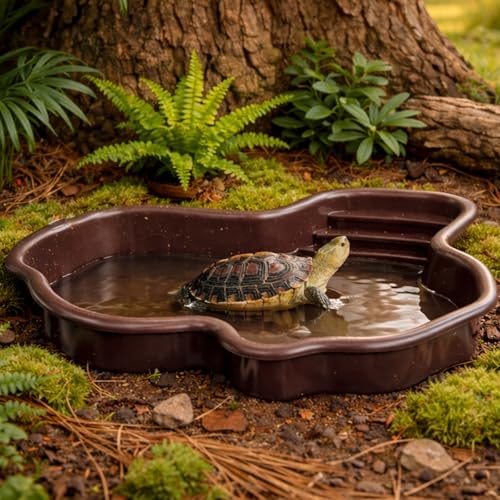 Petmolico Large Reptile Water Dish Non-Slip Bottom Habitat Accessories | For Turtle, Tortoise, Lizard, Gecko, Snake & Bearded Dragon
