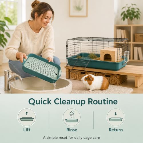 Garneck Guinea Pig Litter Box Rabbit Toilet Tray: Bunny Cage Litter Pan with Grid for Small Animal Potty Training Pet Toilet for Guinea Pig Rabbit Ferret Easy Clean