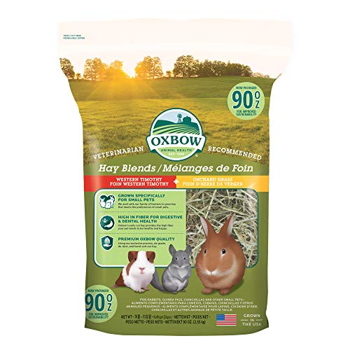 Oxbow Hay Blends, Western Timothy Hay & Orchard Grass, Guinea Pig Food, Small Pet Bunny Supplies, All Natural Grass for Guinea Pig & Rabbit, Oxbow Rabbit Supplies for Bunnies, 90 oz. bag | Oxbow Timothy Hay, Bunny Hay For Rabbits, Guinea Pigs, Bunnies and