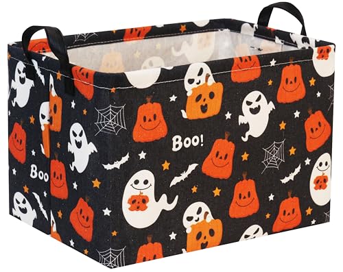 Halloween Basket Cute Baskets for Kids Pumpkin Basket Rectangular Storage Bin Organizer Box Room Decor(Black Pumpkin Ghost) - color: Black Pumpkin Ghost