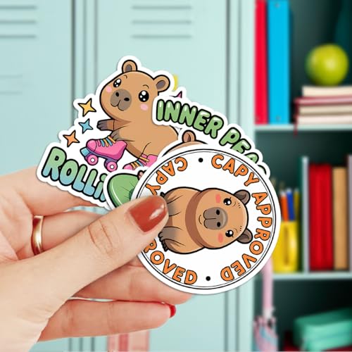 Vybonz Capybara Sticker Cute Animal Decal Funny Cartoon Wildlife | Capybara Stickers with Funny Animal Quotes for Capybara Lovers, Laptop, Water Bottle, Journal and Notebook Use - color: Capybara, size: 3in