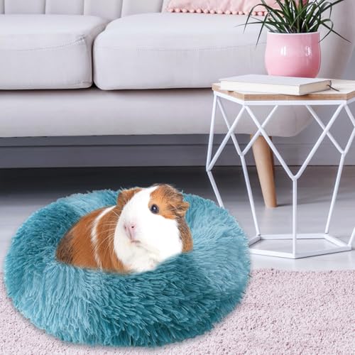 PETKNOWS 2 Pack Guinea Pig Beds Warm Winter Hamster Small Animal Bed | Thickened Plush and PP Cotton Fabric, Guinea Pig and Hamster Bed, Keeping Warm and Safe, 30cm Size with Inner Cushion - color: Blue, Grey