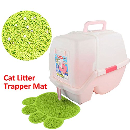 PVC Pet Dog Cat Puppy Kitten Dish Bowl Food Water Feeding Placemat, Non-Slip Cat Litter Mat Paw Shape, Rose Small - color: Rose Red, size: Small(11.8"x15.7")