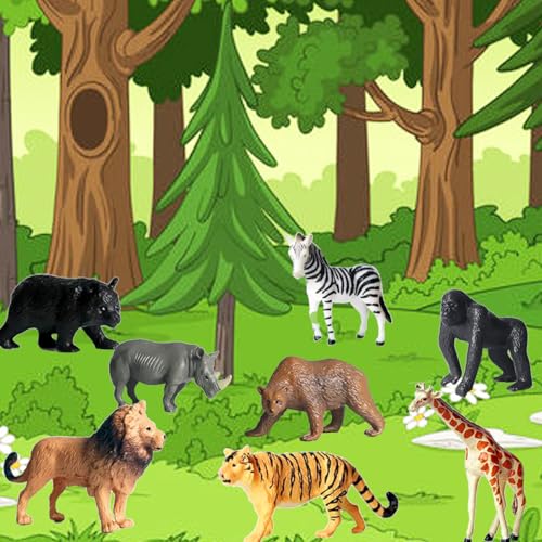 12 Pcs Figures Toys Realistic Mini Safari Zoo Animal Figurines, Plastic Learning Educational Playset Animal Themed Party Supplies Cake Topper Ornaments for Easter Egg Birthday Christmas - size: 12 Pcs Zoo Animal