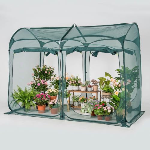 Poray 8.2x4FT Pop up Tunnel Crop Cage, 6FT High Plant Netting Cover for Garden, Pest Guard Barrier for Vegetables & Fruits, Durable Animal & Insect Protection Net - size: Large 8.2x4.1x6FT