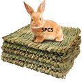 Hamiledyi Grass Mat Woven Bed Mat for Small Animal 5 Grass Mats Bunny Bedding Nest Chew Toy Bed Play Toy for Guinea Pig Parrot Rabbit Bunny Hamster Rat
