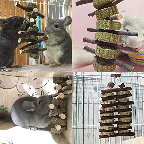 Hamiledyi Bunny Chew Toy for Teeth,Guinea Pig Natural Organic Fruitwood Sticks with Grass Cake for Rabbits,Chinchillas,Gerbils, Squirrels, Hamsters, Chewing/Improve Dental Health - style: Style E
