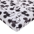 Disney Mickey Mouse - Charcoal Black and White Smiling Mickey Mouse Nursery Fitted Polyester Mini Crib Sheet - color: Disney Mickey Mouse Smiling