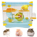 Hamiledyi Portable Hamster Cage 2 Layers Dwarf Hamster Habitat Small Animal Travel Cage with Exercise Wheel Hamster Enclosure Mouse Cage for Hamsters Mice Gerbils or Other Tiny Pets - color: Blue