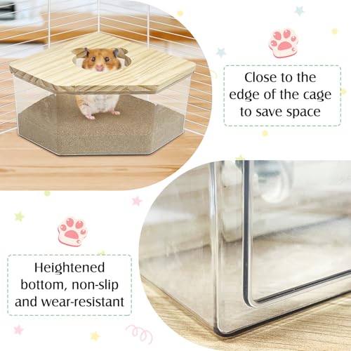 kathson Hamster Sand Bath Box Transparent Acrylic Small Animals Shower Bathtub Syrian Hamster Digging Sand Container Cage Accessories for Lemmings Gerbil Mice (Small Pentagon) - size: Small - Pentagon