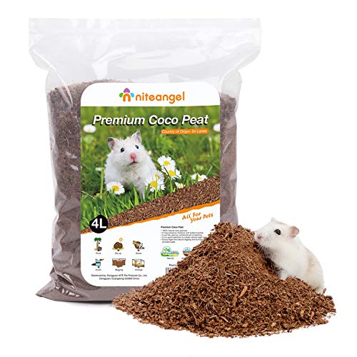 Niteangel Natural Coco/Cork Hamster Bedding: 4L Absorb Odors & Low Dust | Encourages Digging & Burrowing Instinct - Pet Litter for Dwarf Syrian Hamsters Gerbils mices Degus or Other Small Animal - size: 4L