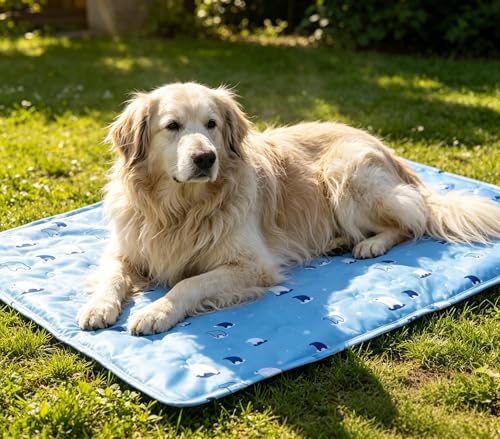ZeQi Gel-Filled Cooling Mats for Cats Dogs Pets 35''x24'', Water-Proof Surface, Summer Dog Cool Mat, Cooling Cat Bed, Cool Mat, Ice Mat, Seat Cushion for Summer (Large, Animal Print) - size: Large