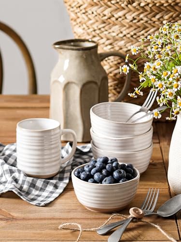LE TAUCI Small Bowls 10 oz, Ice Cream Bowl, Ceramic Stoneware Bowl, Bowls Set for Dessert, Fruits, Side Dishes, Suit For Housewarming - 4.5 Inch, Set of 4, Arctic white - size: 4.5 inch
