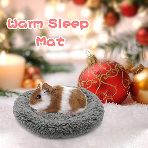 BWOGUE Hamster Bed, Round Velvet Sleep Pad for Guinea Pigs and Rats, 8.7 in | Round Mat for Small Pets, Soft Velvet, Machine Washable, Cage & Home Use, Hamsters Guinea Pigs - color: Grey