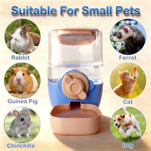 Rabbit Water Bottle, 34oz Pet Hanging Automatic Water Dispenser | Cage Grid Spacing 1.1''-2.1'', Cat Water Feeder for Small Animal Ferret Guinea Pig Chinchilla Small Dog - color: Blue&Pink