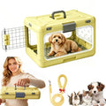 Foldable Hard Cat Carrier, Transparent Pet Crate for Cats & Small Dogs, Collapsible Travel Kennel with Ventilation & Urine Pad Mesh Grid, Portable Travel cage, Essential for pet Travel, Yellow - color: Yellow
