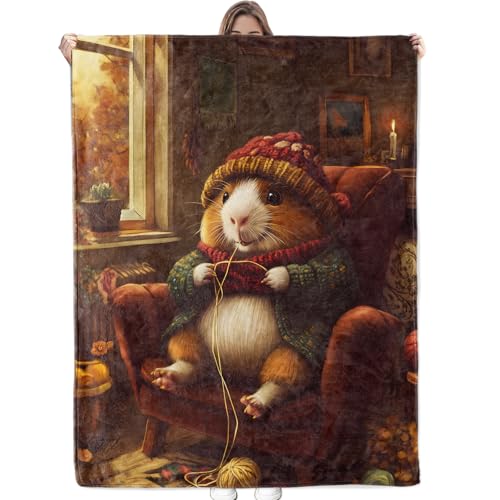 Adorable Guinea Pig Blanket Soft Cozy Flannel Throw Blanket for Men Women Adults Kids - Warm Yet Lightweight Blankets for Travel, Bed, Couch, Fuzzy Outdoor Comfort Wrap 50"×40" - color: Guinea Pig, size: 50x40 Inch
