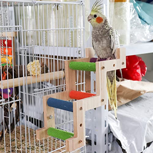 Bird Ladder Bridge, Wooden Parrot Hamster Climbing Ladder Toys, Bird Perch Stand, Bird Cage Accessories, Small Animals Climbing Toy for Parrot Hamster Rat Squirrel Sugar Gliders Parakeets Cockatiels - color: Colorful