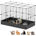 Tresbro Guinea Pig Cage with Waterproof PVC Bottom Liner & One-Hand Release Hook, Triple Fixing C&C Cage for Guinea Pigs, Bunny, Rabbit, Hedgehog, Small Animal Indoor Playpen 48''L x 24''W x 31.5''H - size: 24 Panels-with roof