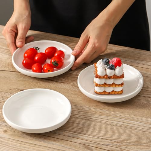 3 PCS Ceramic Cat Bowls, 5.5 in Pet Bowl Cat Dishes for Food and Water, Small Dog Dish(White) - color: white