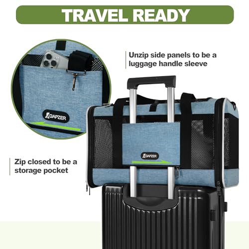 GAPZER Cat Carrier 18 x 11 x 11 Top Loading Soft Pet Travel Bag Over 15lbs | Portable Small Dog Puppy Car Travel Crate 10 lbs, Chihuahua Kennel Carry Case, Kitty Cloth Cage Medium Cat Under 25 lbs Blue - color: Blue