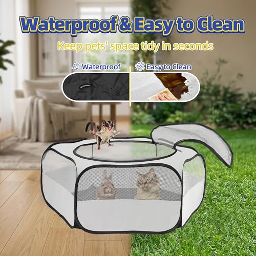 Small Animal Playpen with Mesh Cover & Waterproof Bottom Cat Tent Chicken Brooder Rabbit Guinea Pig Cage Playpen for Small Animals Indoor Outdoor Use - color: Silver Gray