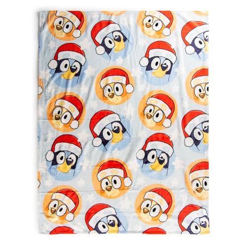 Jay Franco Kids Christmas Hugger Set – 12" Plush Pillow Buddy & 46" x 60" Fleece Throw Blanket, Ultra-Soft Bedding & Travel Set, Holiday Bedroom & Couch Décor, Blue - Bluey - color: Blue - Bluey