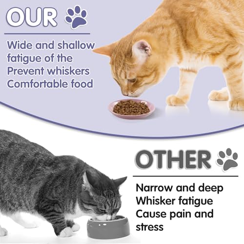 6 Pack Cat Food Bowl, Ceramic Cat Bowls, Anti Whisker Fatigue Cats Bowl Set | 5.5 Inches Shallow Wide Kitten Plates for Food and Water (CaiSe-A) - color: CaiSe-A