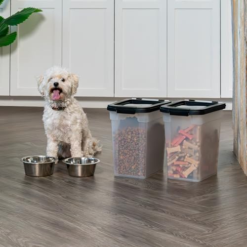 IRIS USA Dog Food Storage Container, 2-Pack, Up to 10 lbs, Black | Made in USA, Stacklable Design, Airtight Seal, BPA-Free, Bird Seed, Cat food, Treats, Multi-Pet Use - color: Black, size: 10 lbs - 2 Pack