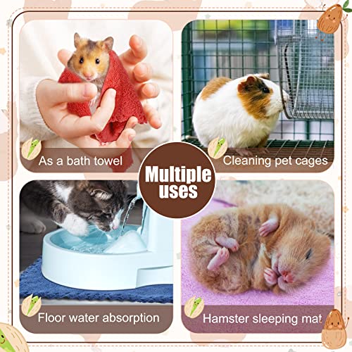 8 Piece Multi Animal Cage Liners Fleece Bedding Mats Warm Towels for Hamsters Rabbits Ferrets Hedgehogs by Guinea Pig Blankets (Multicolor, 11.8 x 11.8 Inch)