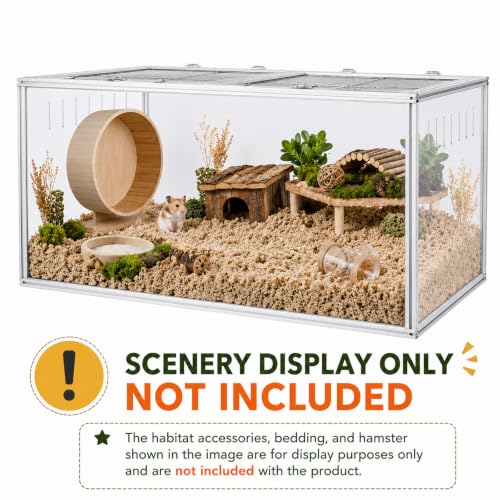 Large Hamster Cage 40x20x20 in, Acrylic Hamster Enclosure with Metal Frame | Chew-proof, Vent holes, Hinged top - size: 40.0"L x 20.0"W x 20.0"H