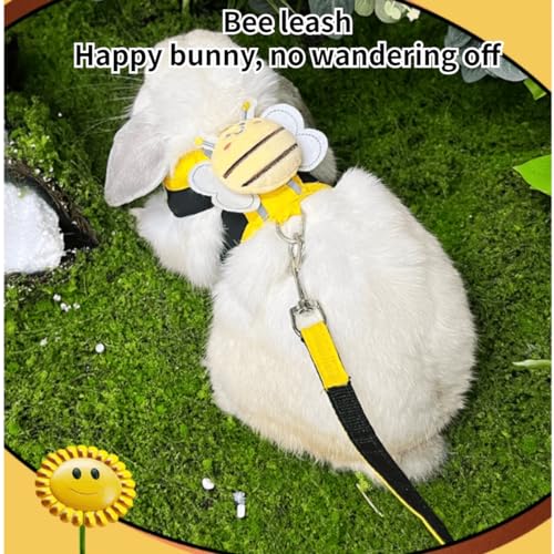 Rabbit Harness and Leash - Adjustable Bunny Harness Escape Proof for Walking Runnig Hiking Camping Outdoor,Cute Small Animal Harness Leash Set (Small) - size: Small