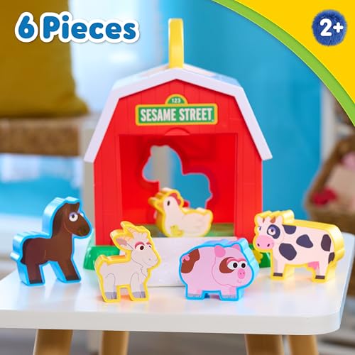 Just Play Sesame Street Elmo's Learn & Sort Barn with Music and Sounds | 6-pieces, Teaches Toddlers Shapes, Sounds, and Problem-Solving Skills, Toy for Girls, Boys, Kids, Ages 2 and Up