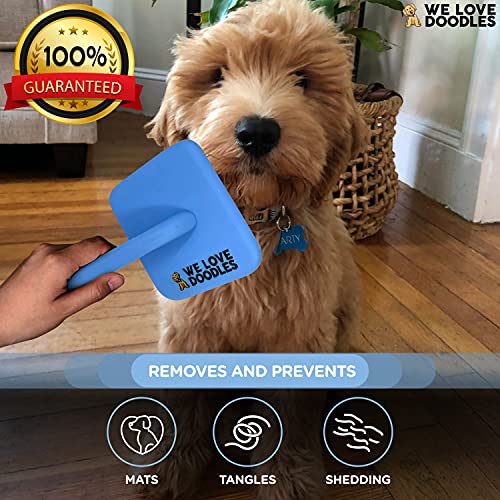 Slicker Brush for Dogs, Pet Grooming Brushes for Doodles & Poodles, Large | Best Brush For Long Haired Dogs, Dematting Comb & Deshedding Tools For Goldendoodle Coats, Puppy Matting Grooming Supplies - size: Large
