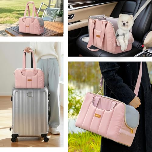 Dog Purse Carrier for Small Dogs Cats Rabbits Up to 12lbs, Lightweight Pet Sling Carriers with Crossbody Strap, Portable Puppy Soft Sided Tote Bag Carrier for Vet,Hiking,Travel Pink - color: Pink