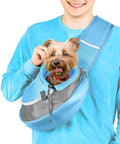 Cuddlissimo Small Dog Sling Carrier, Pet Cat Sling, Puppy Pouch - Blue-S | Teacup & toy breeds under 6 lbs, Yorkie, Chihuahua, kitten, wearable purse-style shoulder bag, hands-free chest carrying - color: Baby Blue
